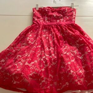 Adorable Aqua Strapless Coral lace dress size 0